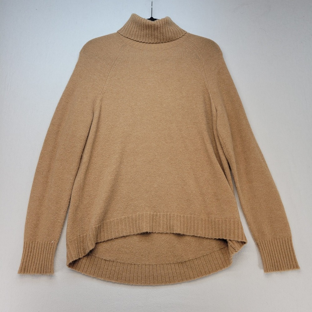J. Crew Turtleneck Sweater Womens Small Tan Wool Alpaca Blend High‎ Low